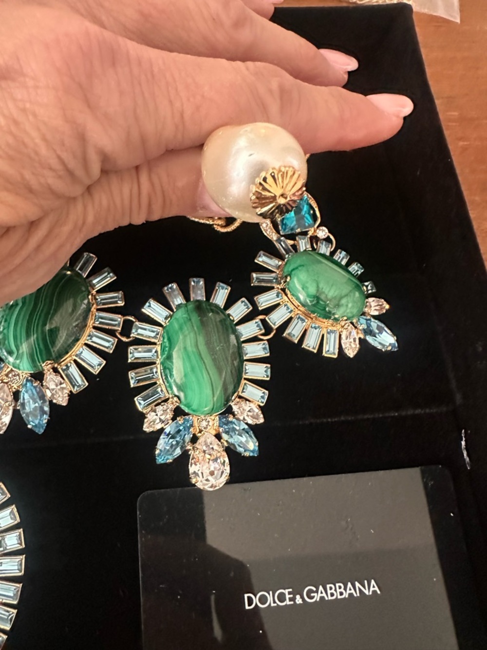 Dolce and Gabbana PIETRE OVALI Crystal & Malachite Necklace - Picture 8 of 11